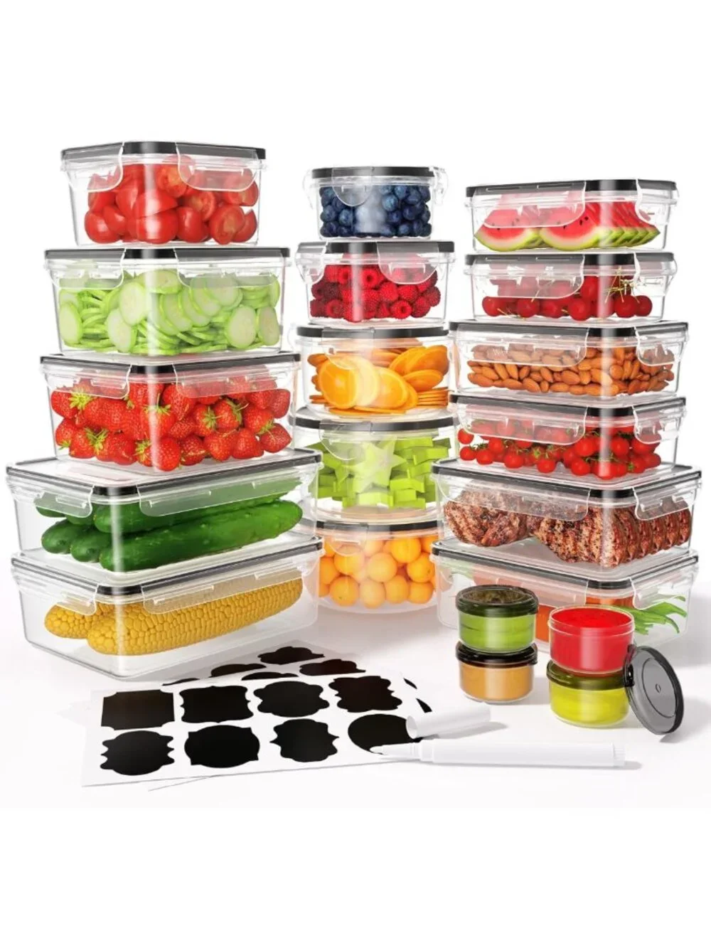 40 PCS Airtight Food Storage Containers Set - Leak Proof, BPA-Free, Microwave